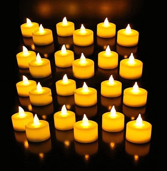 VERVENIX LED Tea Light Candles (Pack of 24) – Battery-Operated Flameless & Smokeless Decorative Lights for Diwali, Home Temple, Pooja and Holiday Decorations