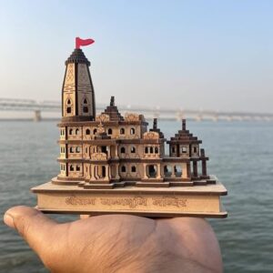 Ram Mandir Ayodhya Model 3D Replica Handcrafted Wooden Traditional - Intricate MDF Craftsmanship, Authentic Design with Multicolour Light, Size (6x4) inch