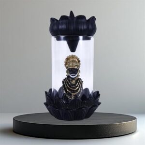 Parvatveda Khatu Shyam Smoke Fountain Lord Idol Incense Holder with 50 Backflow Incense Cone, Home Decor (22 cm Height) (Glass, Resin) (Transparent)