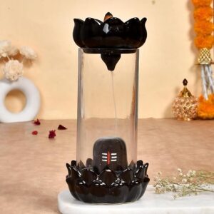 Big Size Shivling Shiv Backflow Smoke Fountain Incense Holder for Home Decor Gifts with Fragrances Cones (50 Cones)