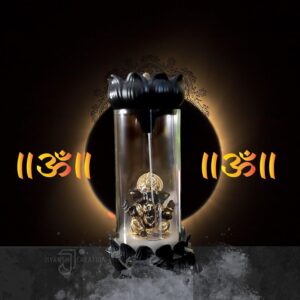 Ganesh ji Smoke Fountain Lord Idol Incense Holder with 50 Backflow Incense Cone, Home Decor (22 cm Height) (Glass, Resin) (Transparent)