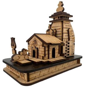 Kedarnath Temple 3D Shree Kedarnath Dham(4*6), Lord ShivJi Decorative Wooden Showpiece - Brown, White
